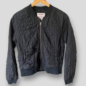 True Religion Womens Solid Black Quilted Puffer Jacket Coat all over.